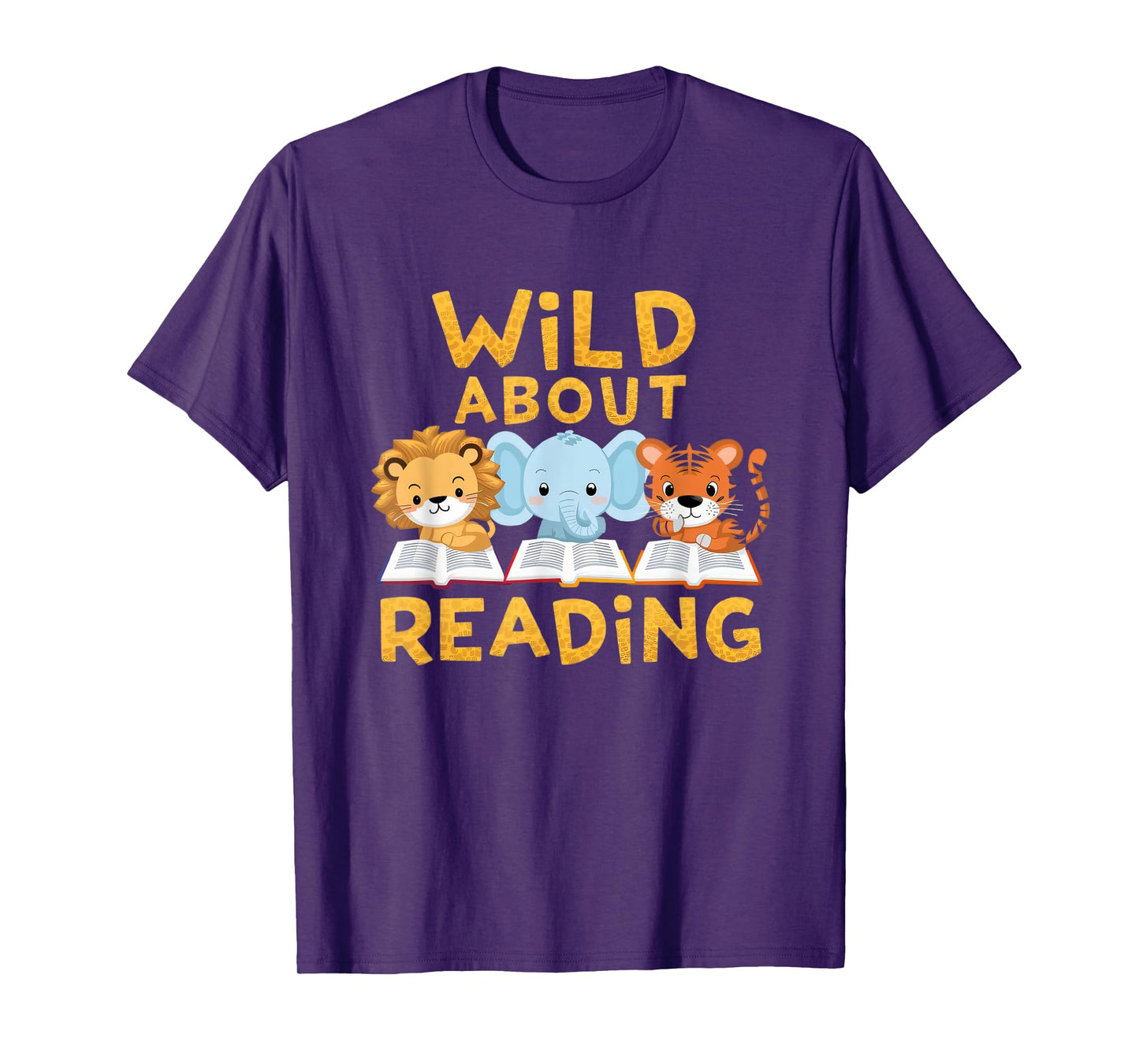 Wild About Reading Cute Animal Book Lover Kids T-Shirt