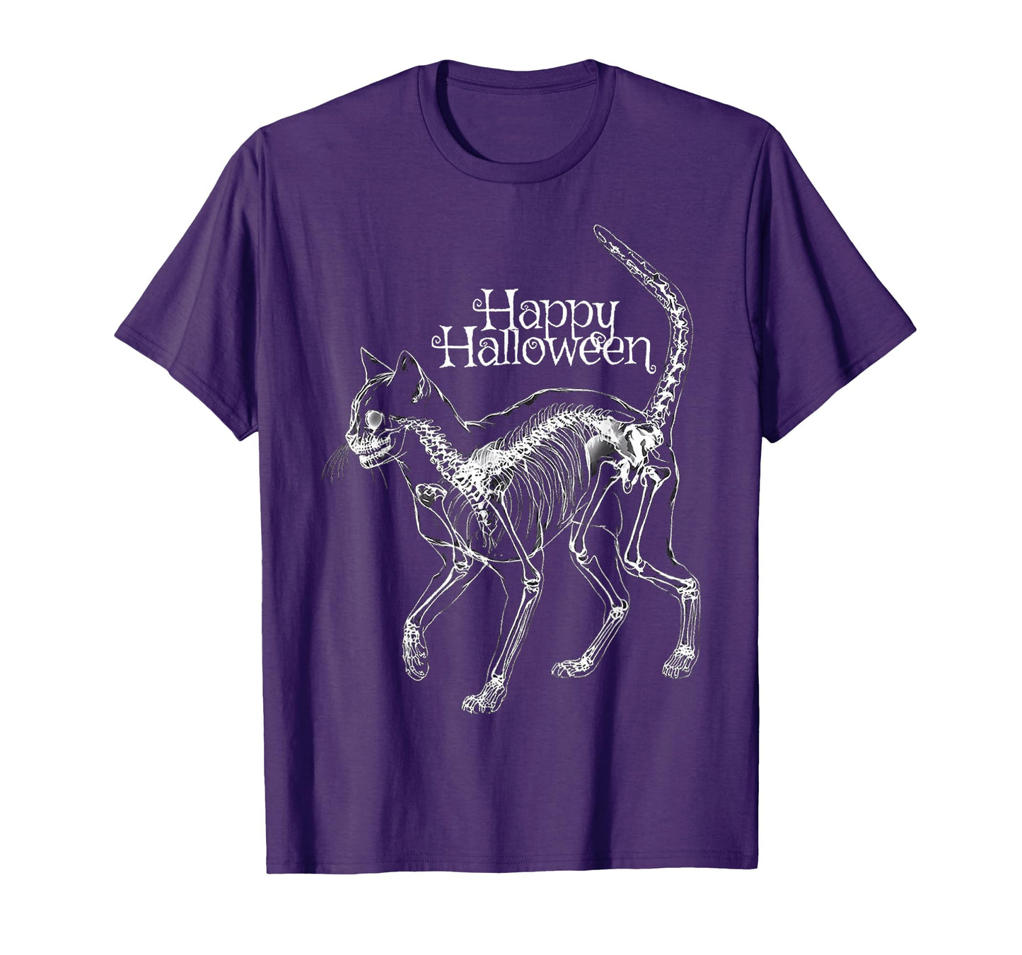 Happy Halloween Costume Cat Lover Skeleton Fun T-Shirt