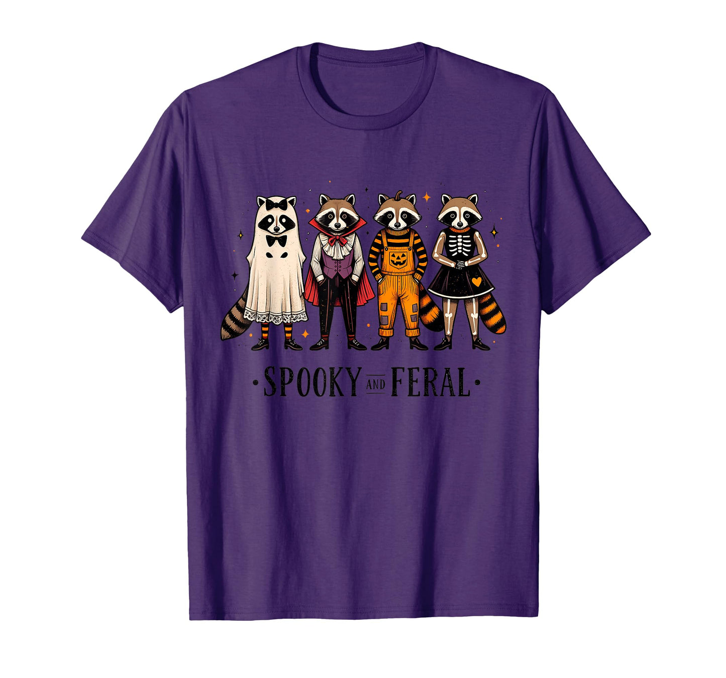 Spooky and Feral Funny Halloween Raccoon Men Women Kids T-Shirt