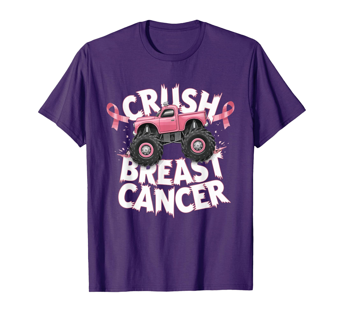 Crush Breast Cancer Pink Ribbon Adult Toddler Monster Truck T-Shirt
