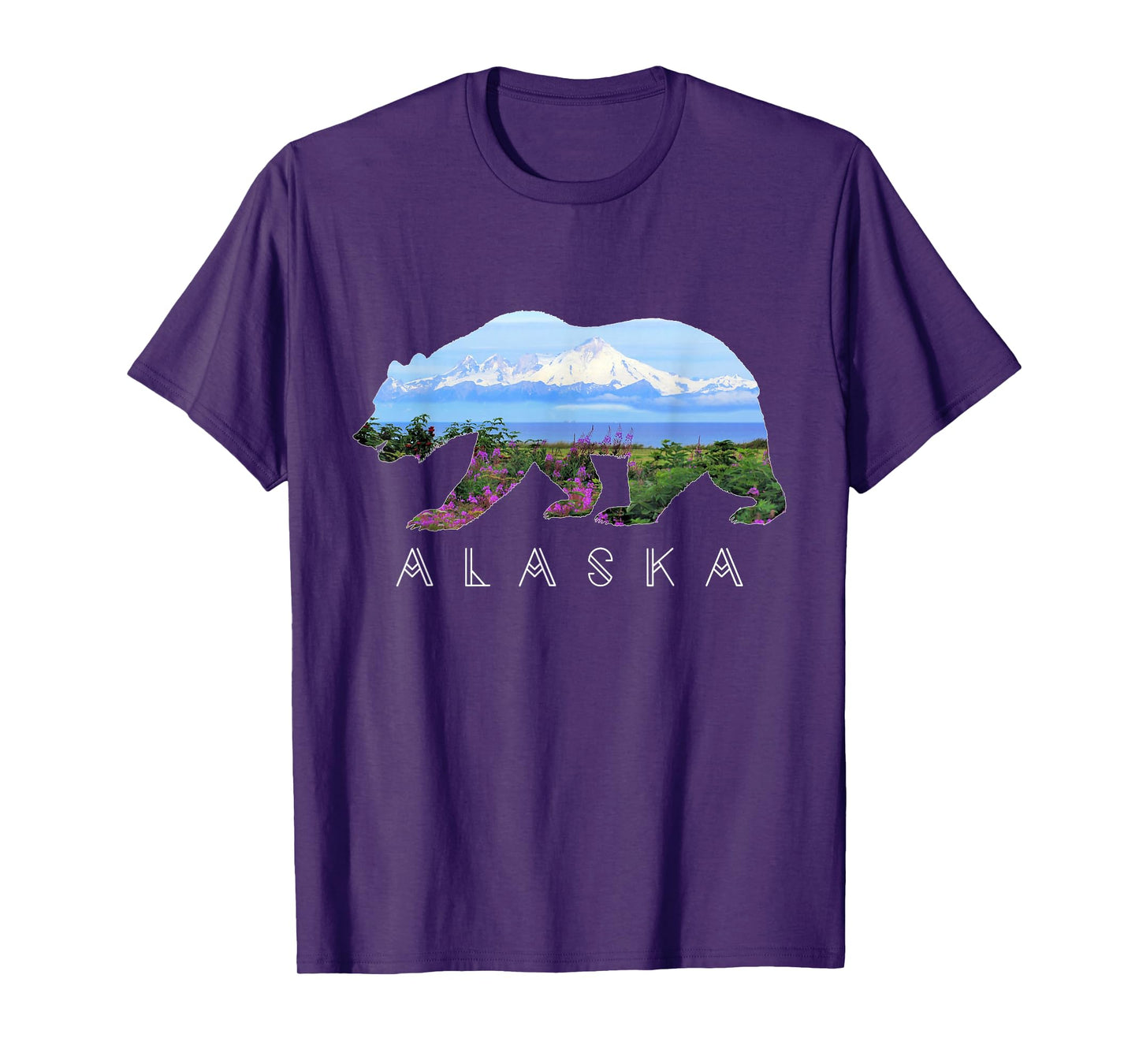 Alaskan Bear with Wildflowers & Mountain Snow T-Shirt