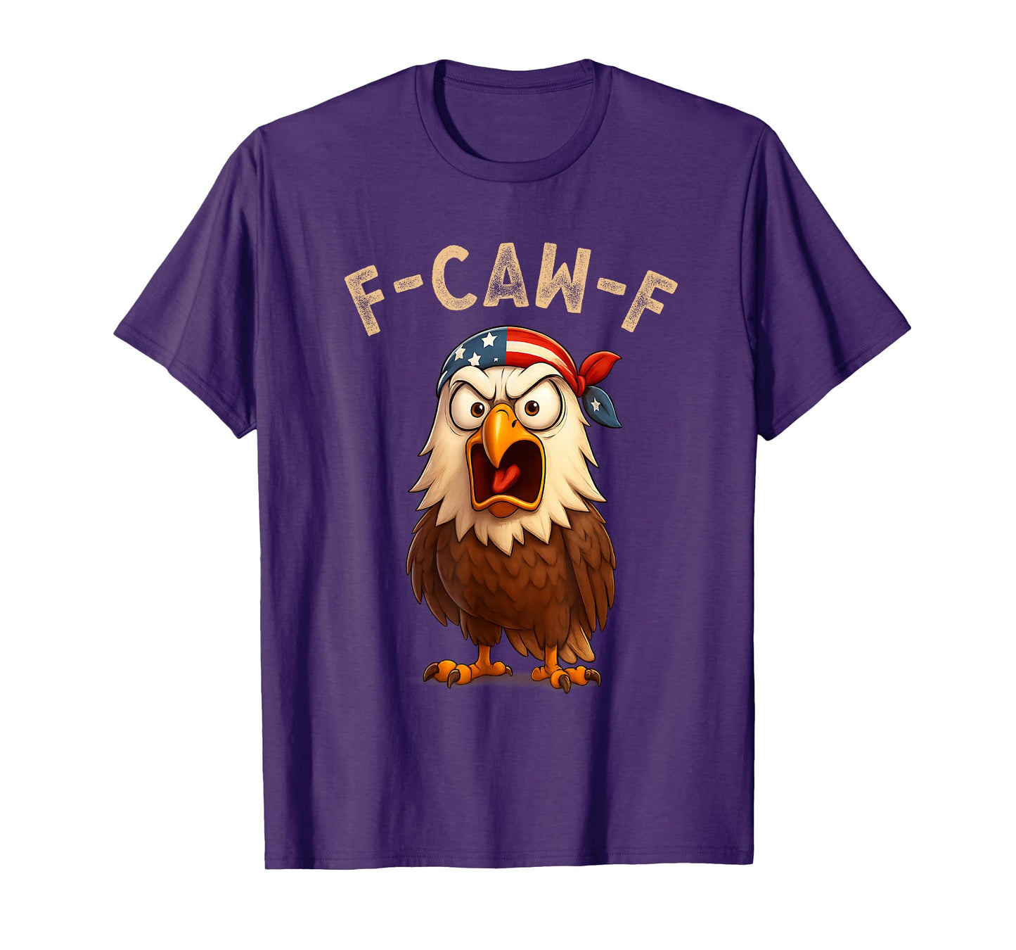 F-Caw-F Funny Bald Eagle FCAWF Humour US Flag Bandana Eagle T-Shirt