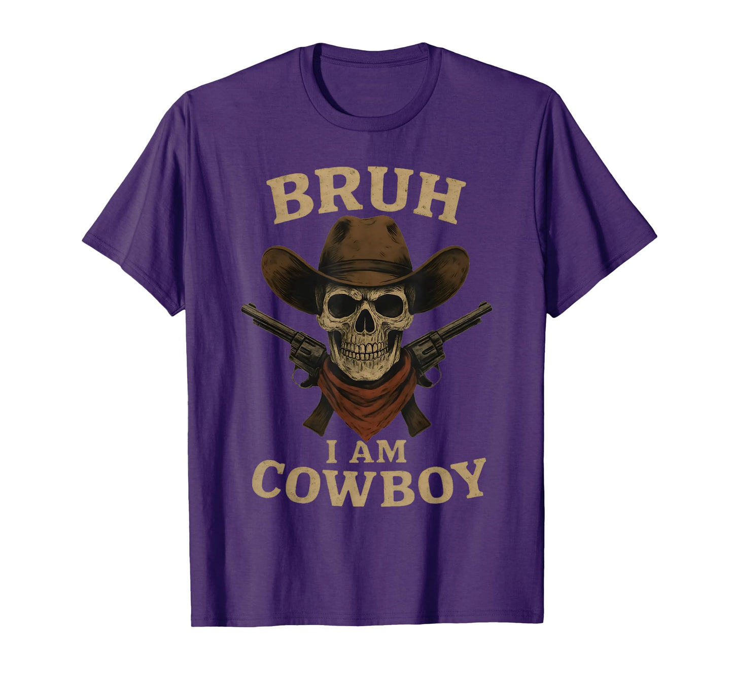 Bruh Skeleton Cowboy Halloween Costume Pretend I'm a Cowboy T-Shirt