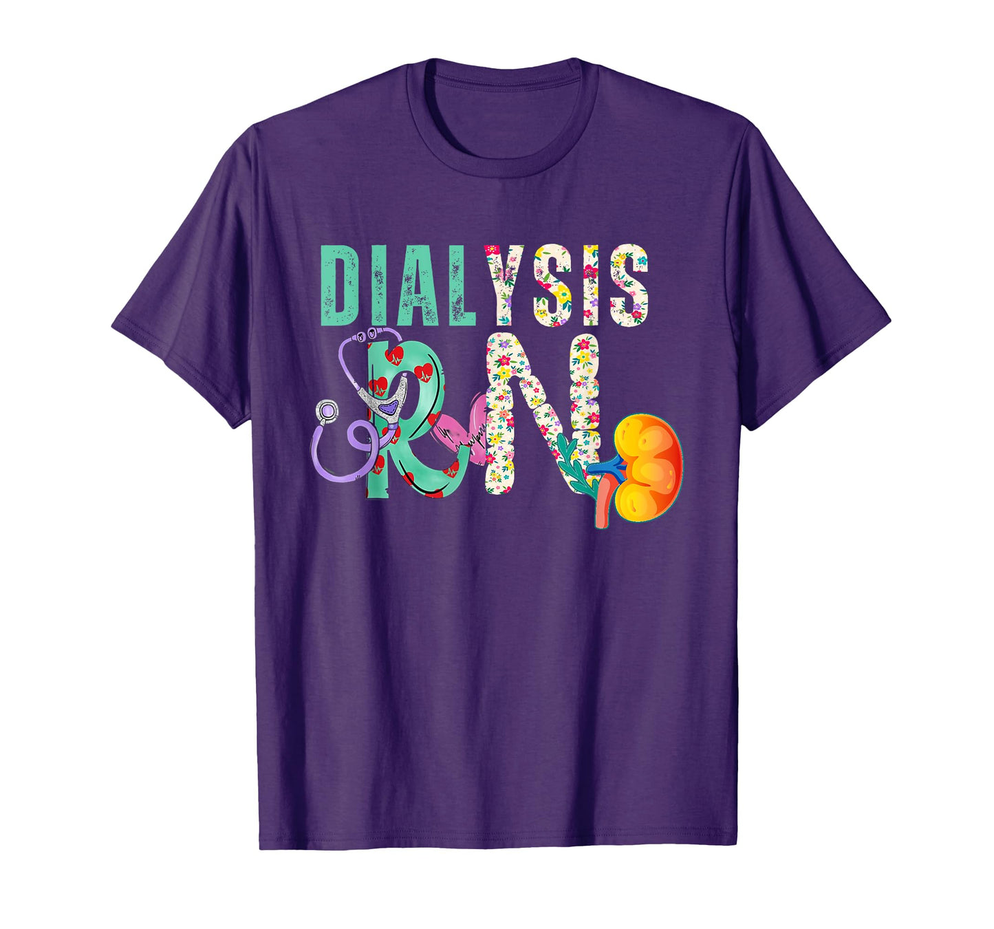 Dialysis Nephrology Nurse Black Women's Modern Crew Neck Letter Print T-Shirt