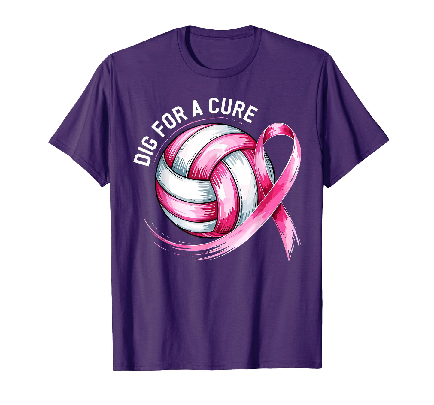 Dig For A Cure Volleyball Pink Breast Cancer Awareness Sport T-Shirt