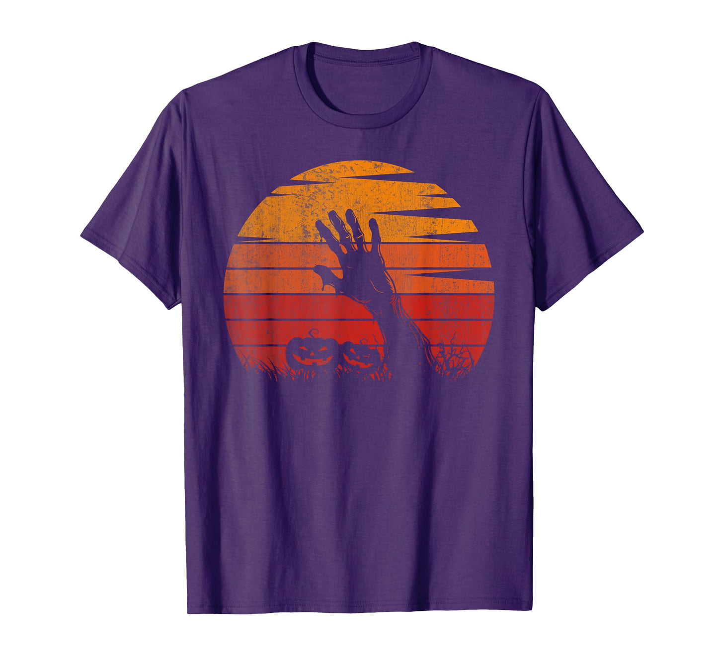 Vintage Sunset Zombie Hand Halloween Scary Spooky Costume T-Shirt