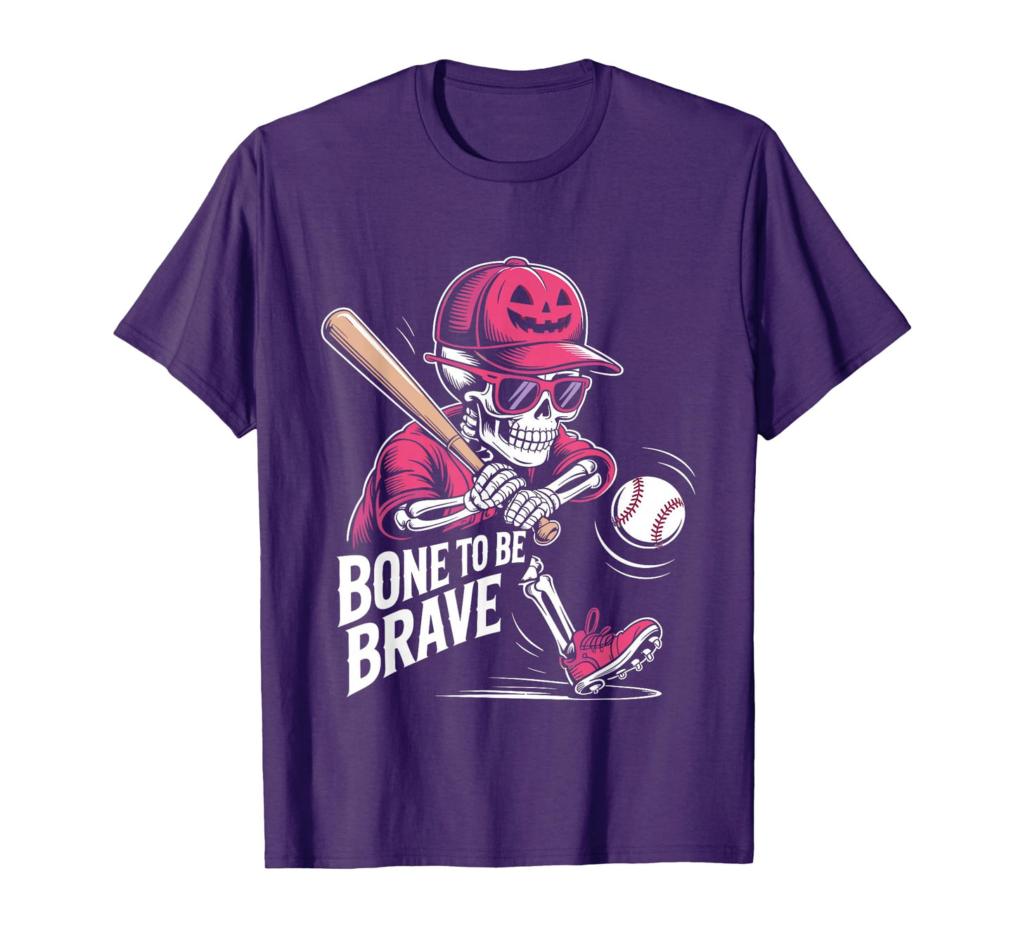 Baseball Skeleton Fighter Halloween Breast Cancer Awareness T-Shirt