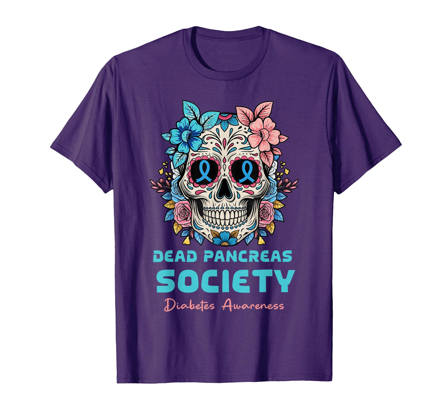 Dead Pancreas Society Floral Sugarskull Dia De Los Muertos T-Shirt