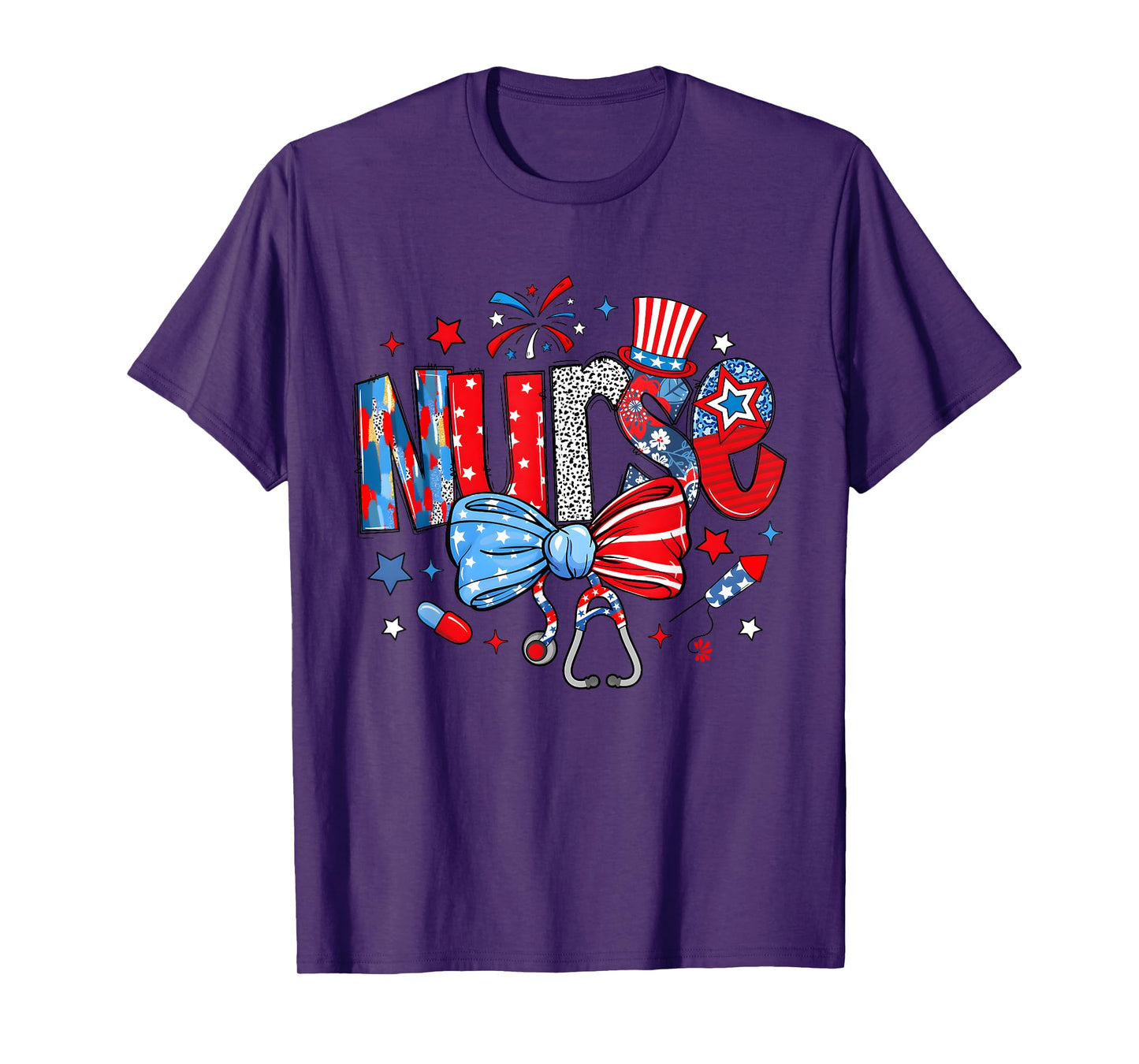4th of July Nurse American Flag Fourth Of July Nurse T-Shirt