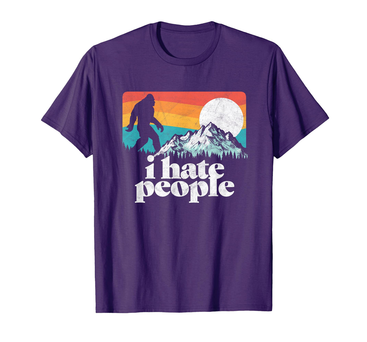 I Hate People! Funny Bigfoot Mountains Retro T-Shirt