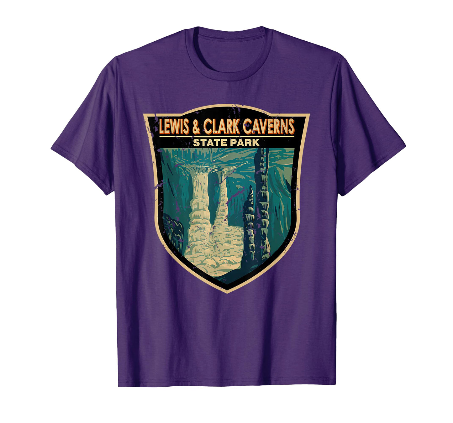 Vintage Lewis And Clark Caverns State Park Montana Badge T-Shirt