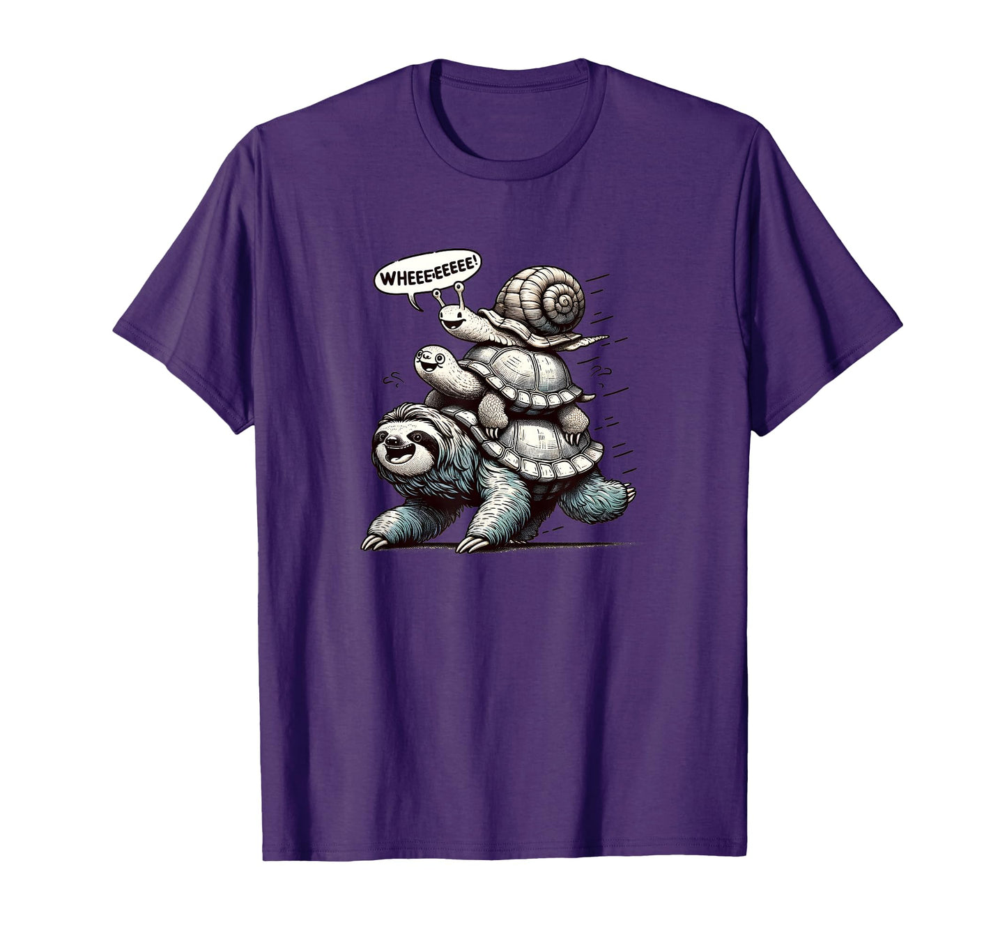 Sloth Turtle Snail Piggyback Animal Running Wild T-Shirt