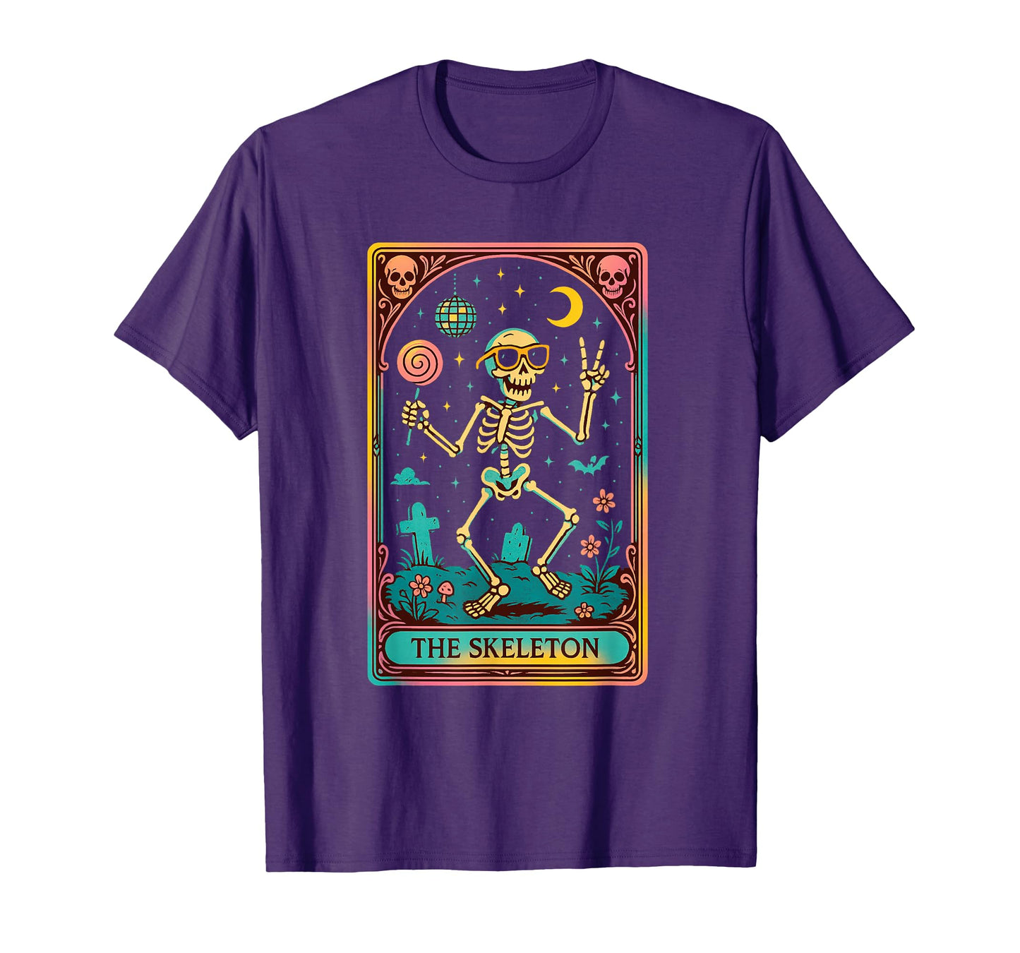 The Skeleton Tarot Card Retro Halloween Witchy Goth T-Shirt