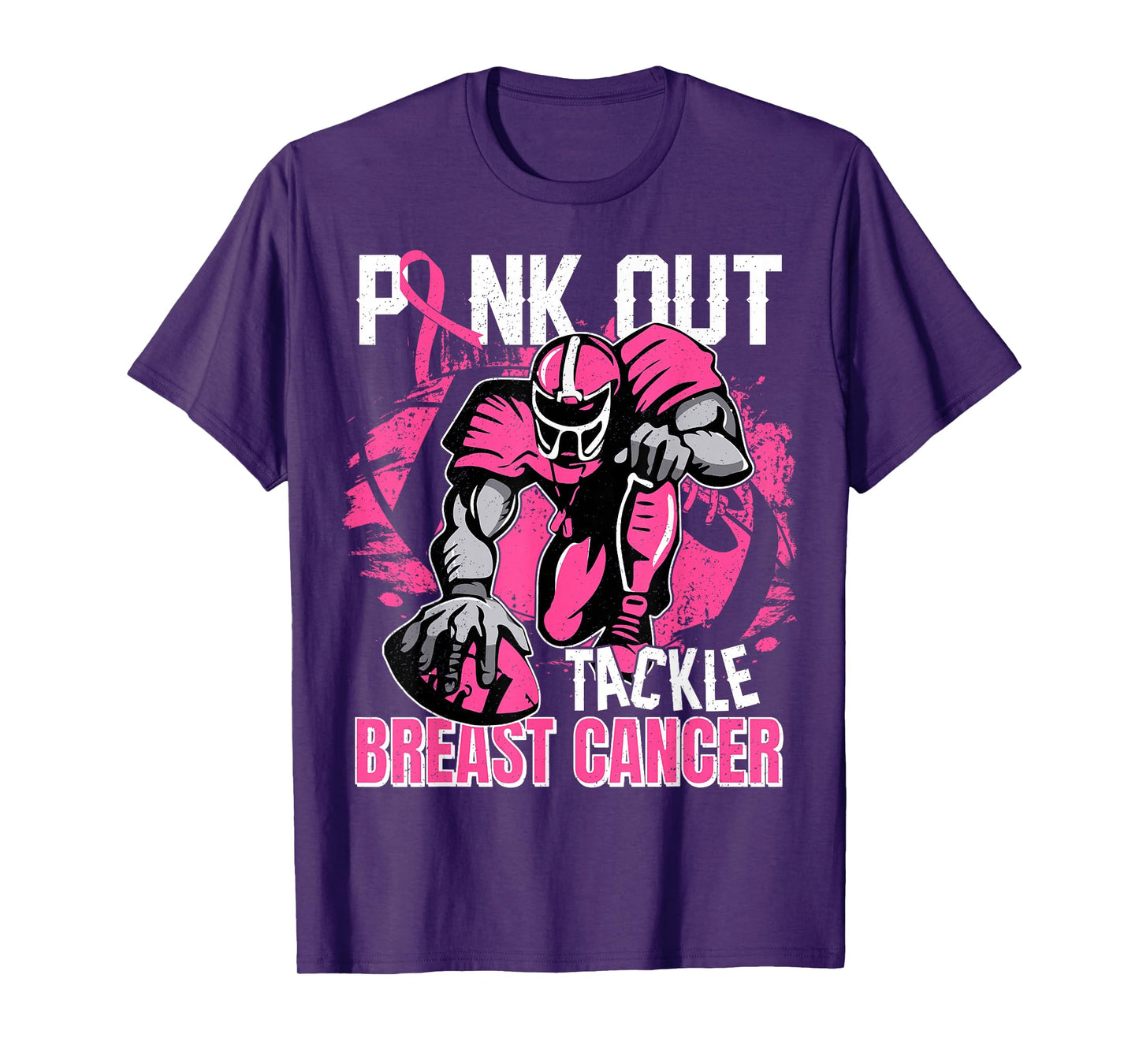 Football Pink Out Tackle Breast Cancer Awareness Cheer Mom T-Shirt