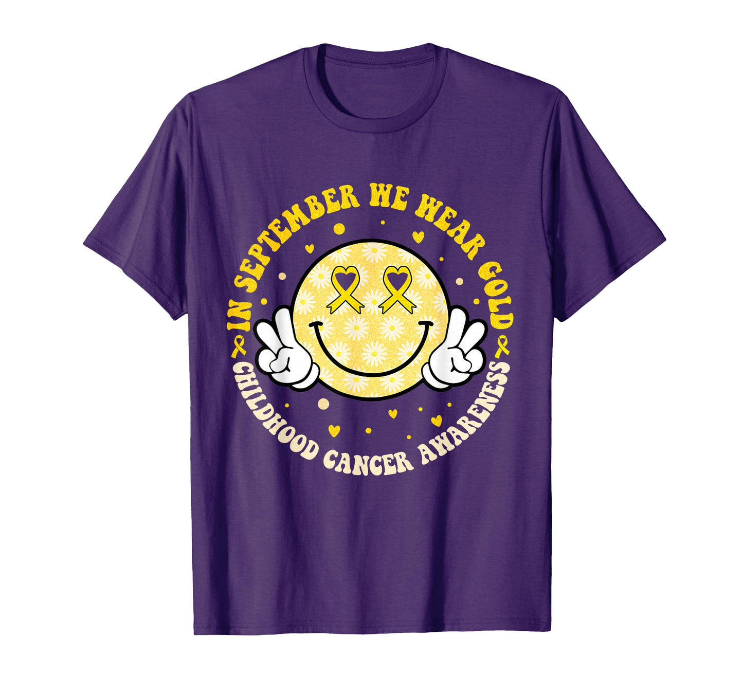 in September We Wear Gold Childhood Cancer Awareness Groovy T-Shirt