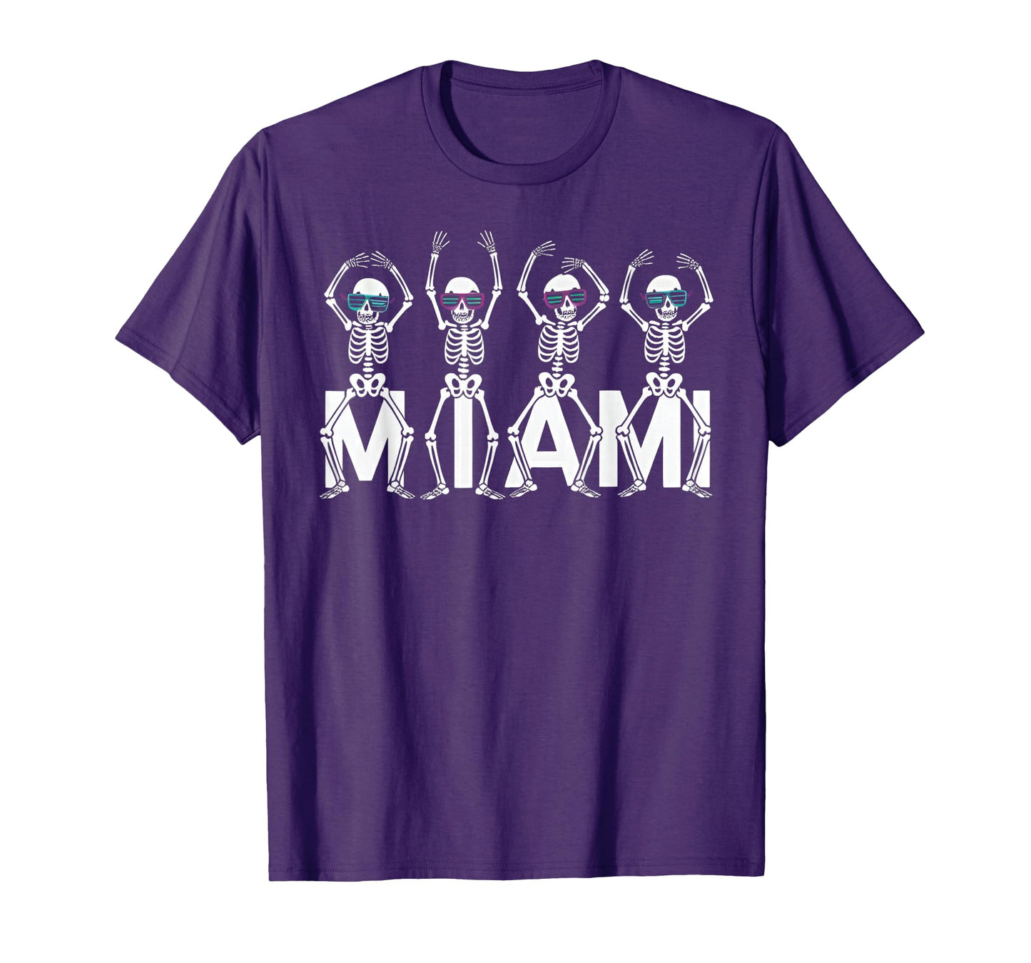 Funny Miami Skeleton Retro Vibes Graphic Apparel T-Shirt