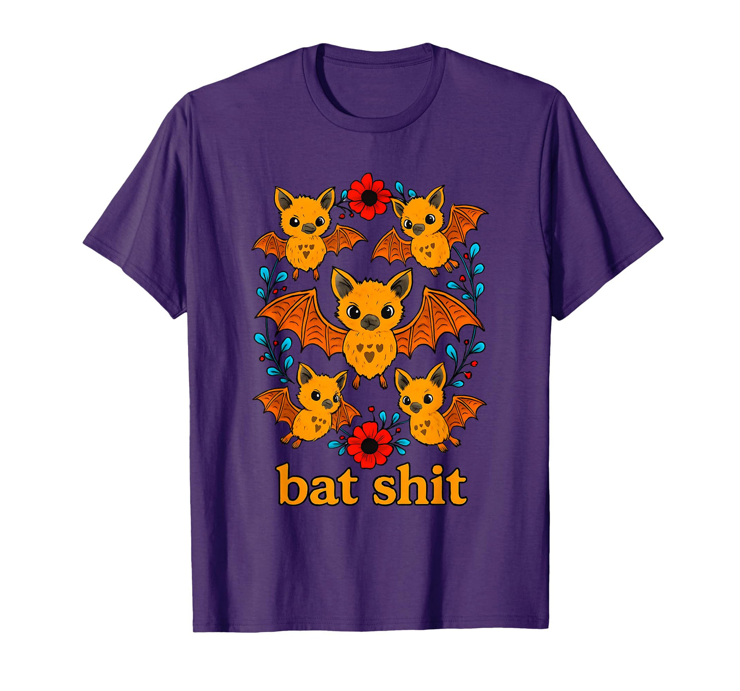 Bat Shit Halloween Bat Lover Flower Bat Spooky Festival T-Shirt