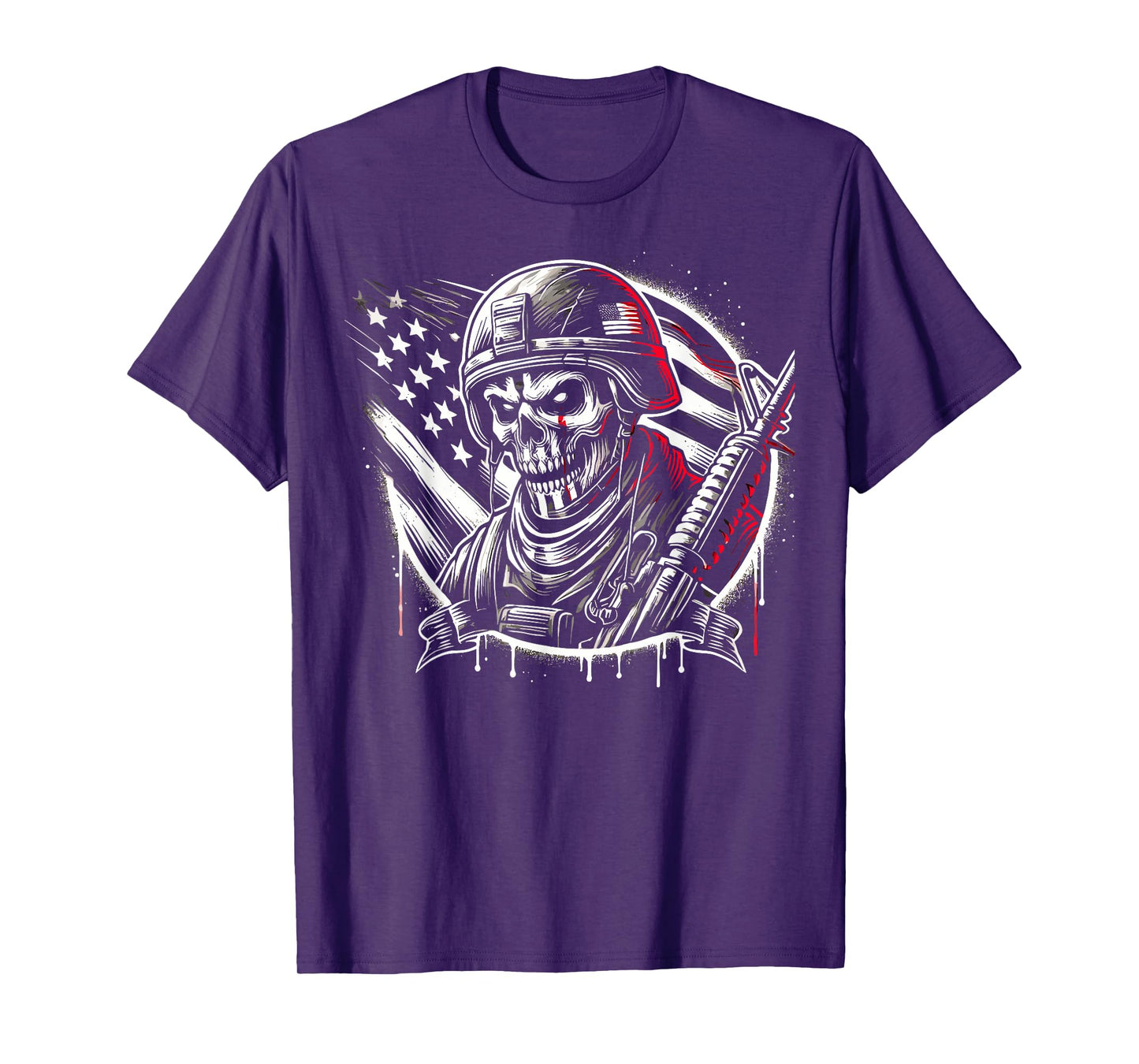 Skeleton Soldier Costume Soldier Military Uniform Halloween T-Shirt