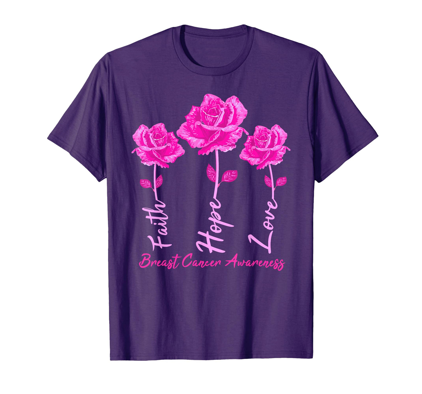 Faith Hope Love Tshirts for Women Men Pink Tulips Flowers T-Shirt
