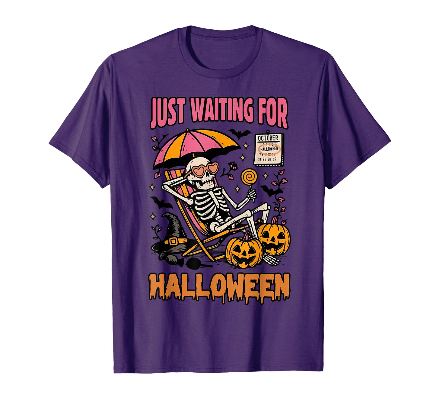 Waiting for Halloween Skeleton Spooky Season 2025 T-Shirt