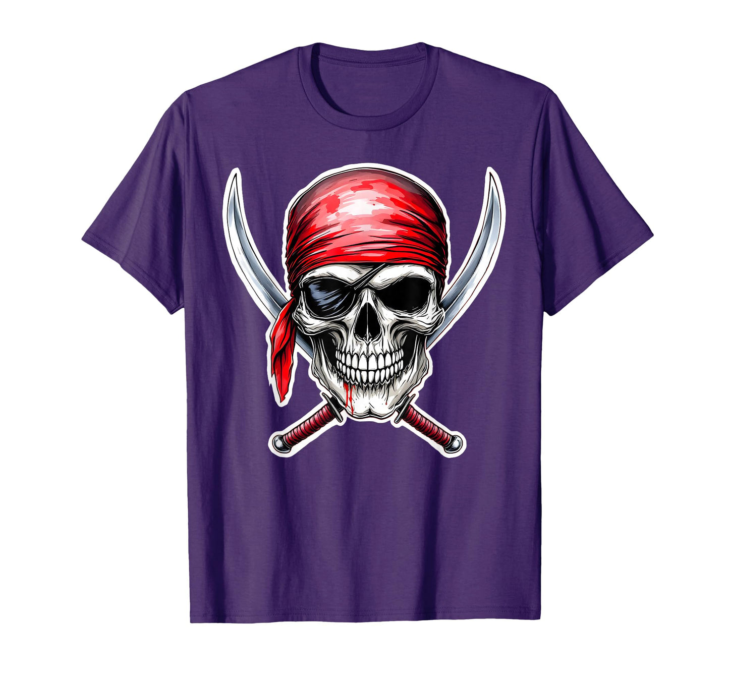 Pirate Flag Skull and Crossbones Skeleton Costume Halloween T-Shirt