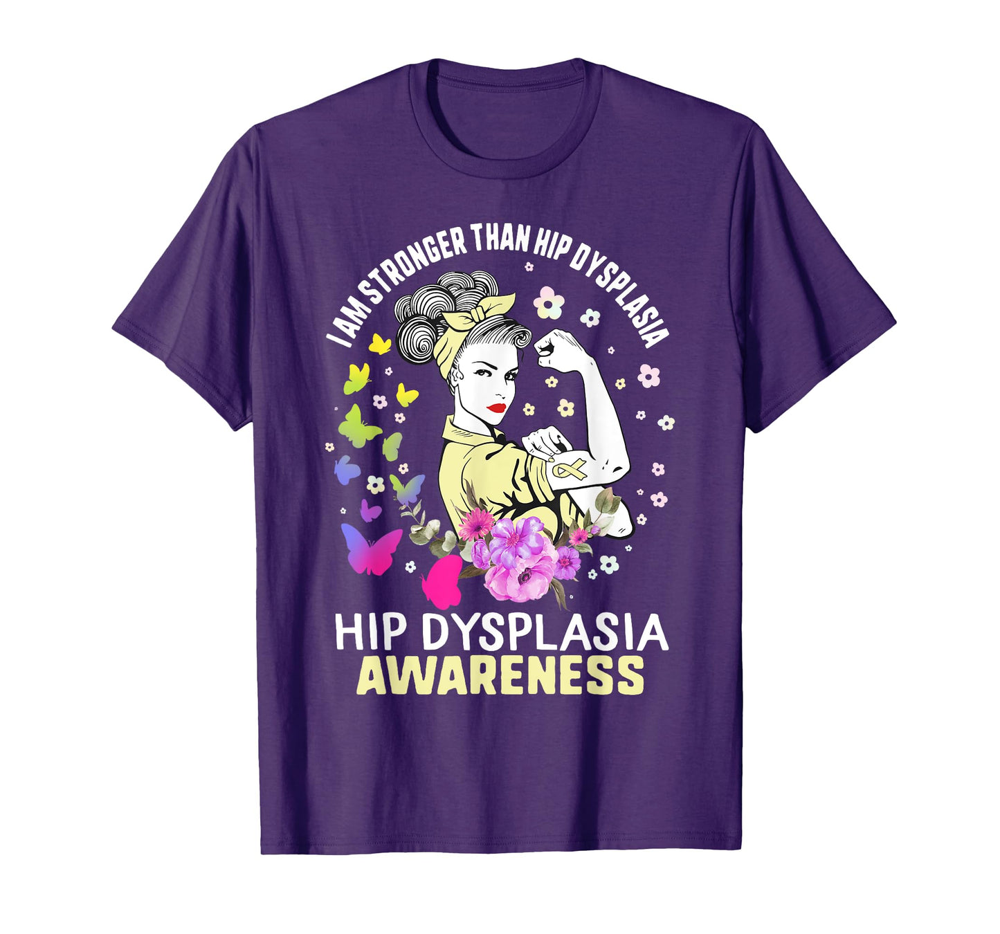 Stronger Than Hip Dysplasia Awareness Cream Ribbon Woman T-Shirt