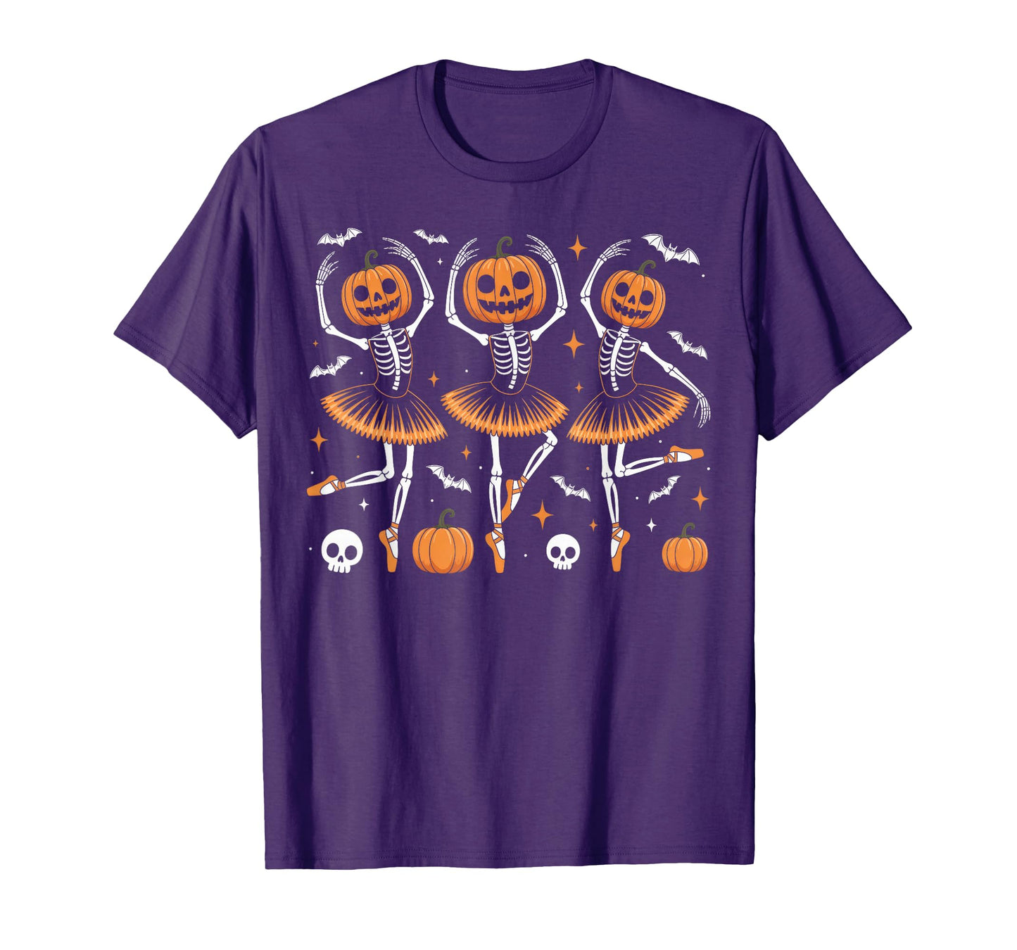 Ballet Pumpkin Skeleton Scary Halloween Men Women Girl T-Shirt