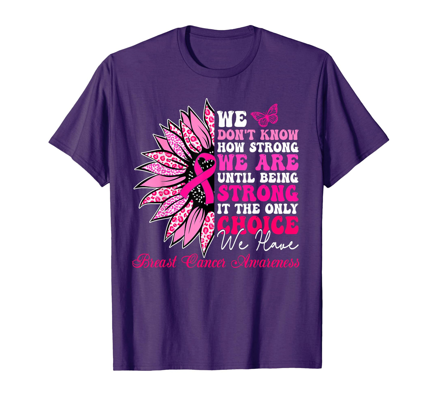Sunflower Motivational Support Squad Breast Cancer Awareness T-Shirt