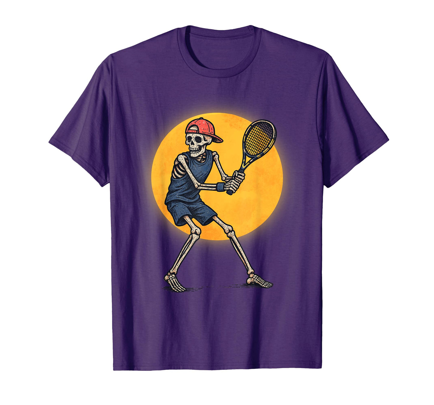 Vintage Halloween Skeleton Tennis Funny Spooky Costume T-Shirt