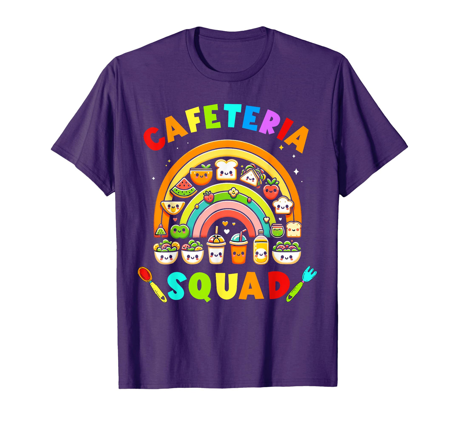 Cute Lunch Lady Crew of Food Service Rainbow Cafeteria Squad T-Shirt