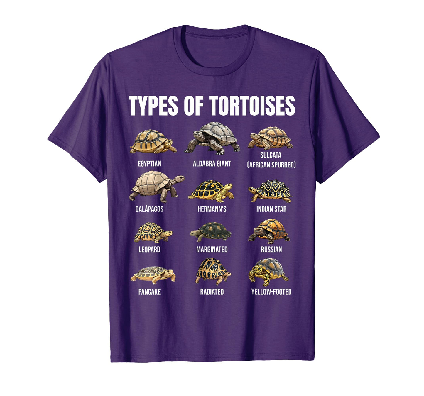 Types of Tortoises Land Tortoise Species Educational Chart T-Shirt