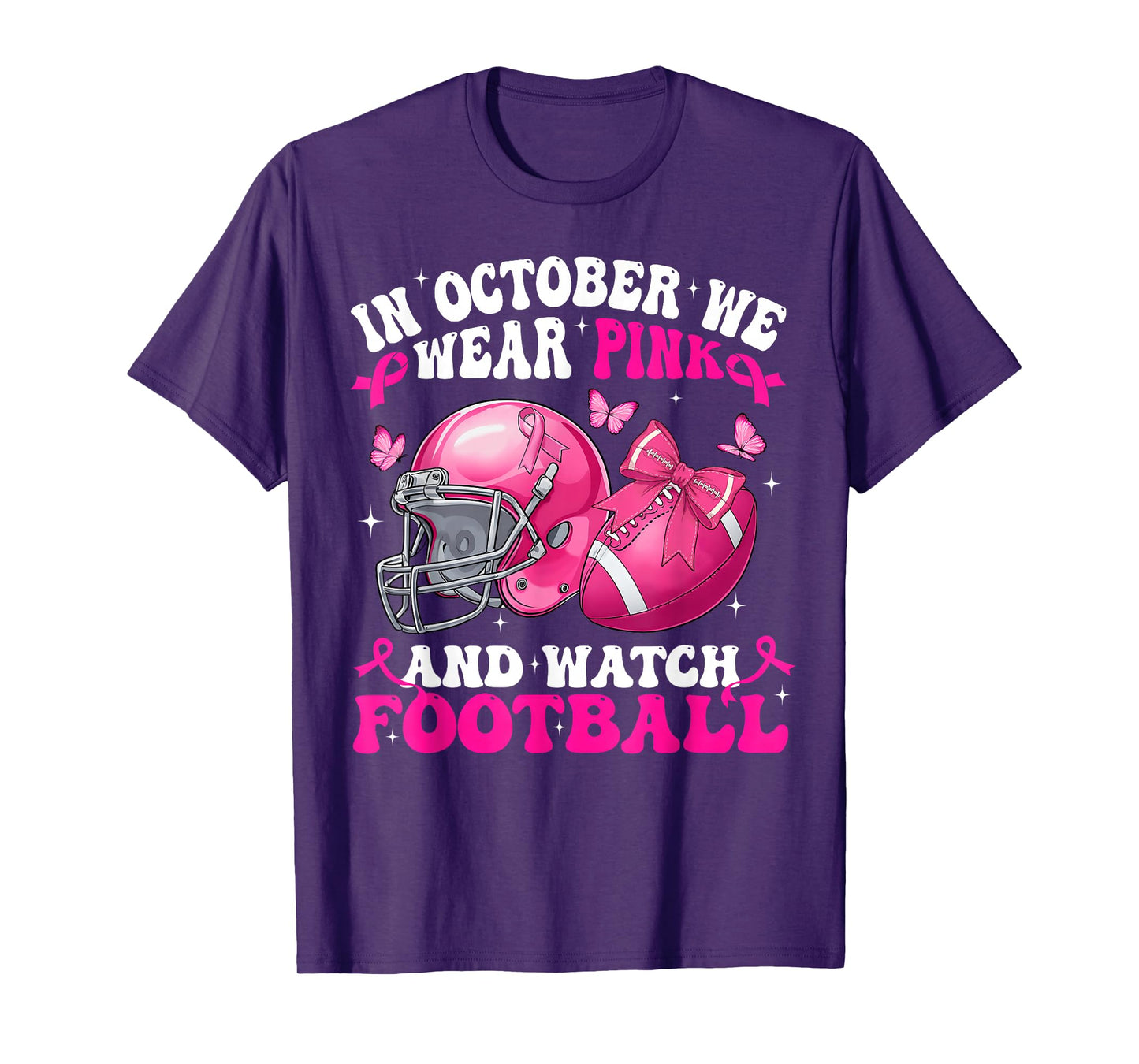 October Wear Pink Watch Football Breast Cancer Awareness T-Shirt