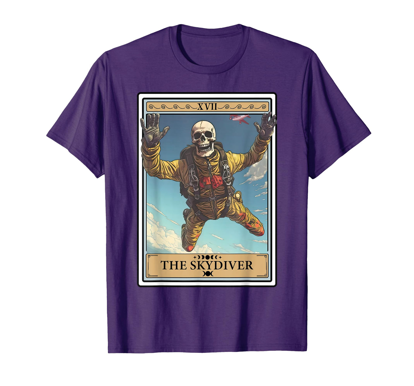 Skydiver Skydiving Tarot Card Skeleton Parachuting Funny T-Shirt