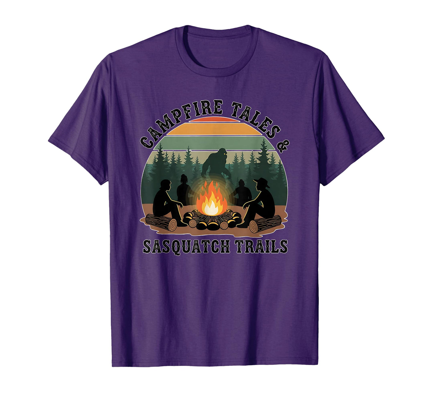 Sasquatch Trails – Retro Bigfoot Camping Campfire Tales T-Shirt