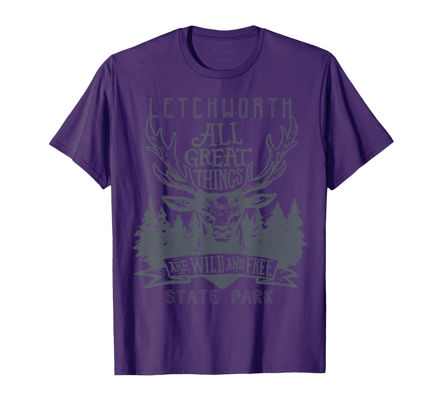 Forest New York Letchworth State Park Camping Moose Hiking T-Shirt