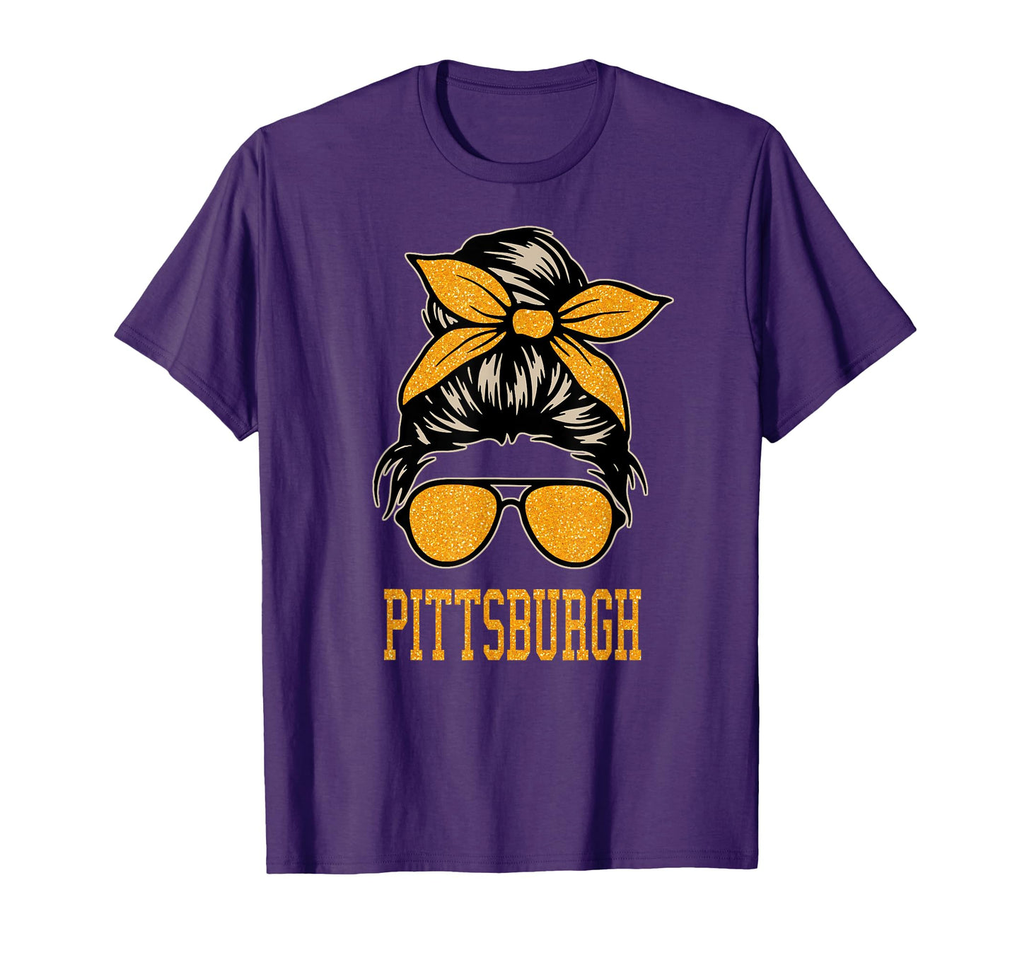 Pittsburgh Women Girl Messy Bun Hair. Gift For Women Girl T-Shirt