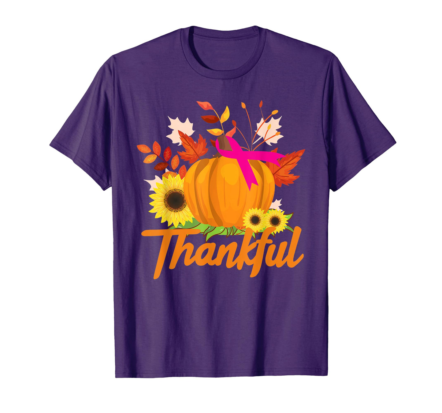 Breast Cancer Survivor Shirt Thankful Pink Ribbon Sunflower T-Shirt