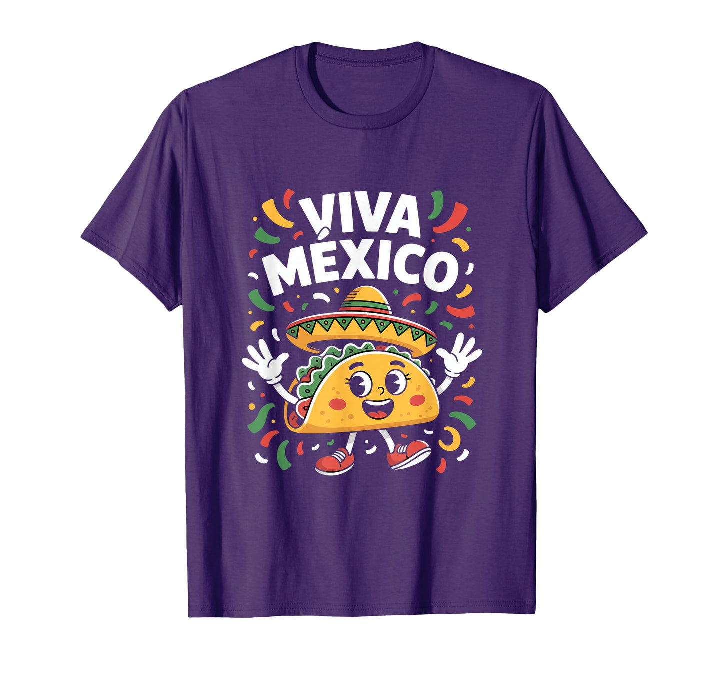 Viva Mexico Taco Sombrero Fiesta Confetti T-Shirt