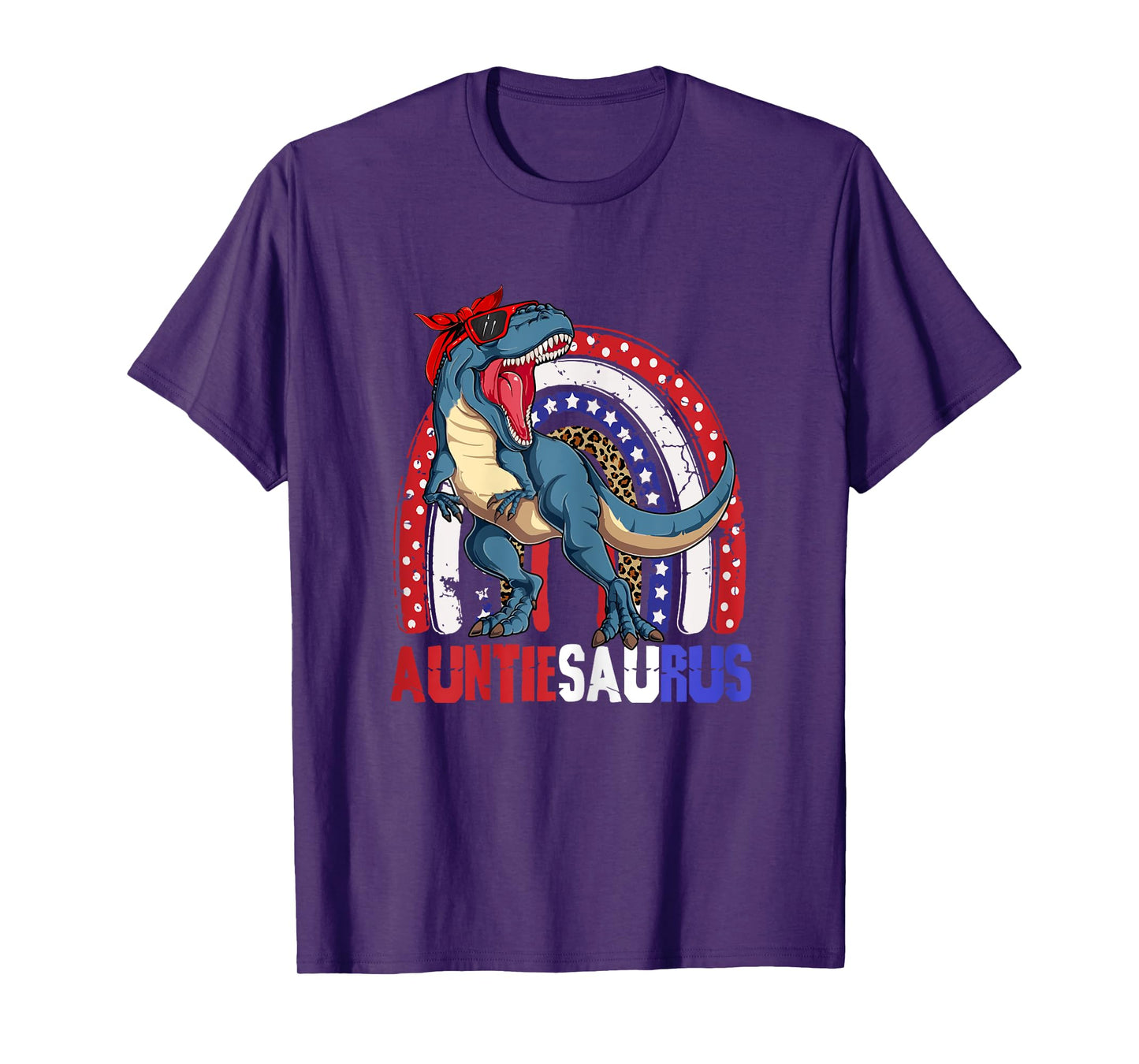 Auntiesaurus T Rex Dinosaur Auntie Saurus Family 4th of July T-Shirt