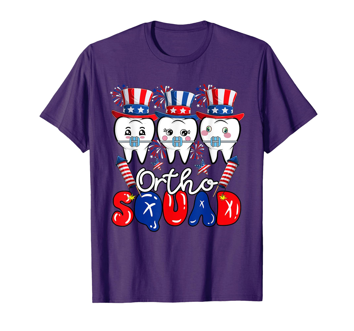 Ortho Squad 4th July US Flag Orthodontist Braces Dentist T-Shirt