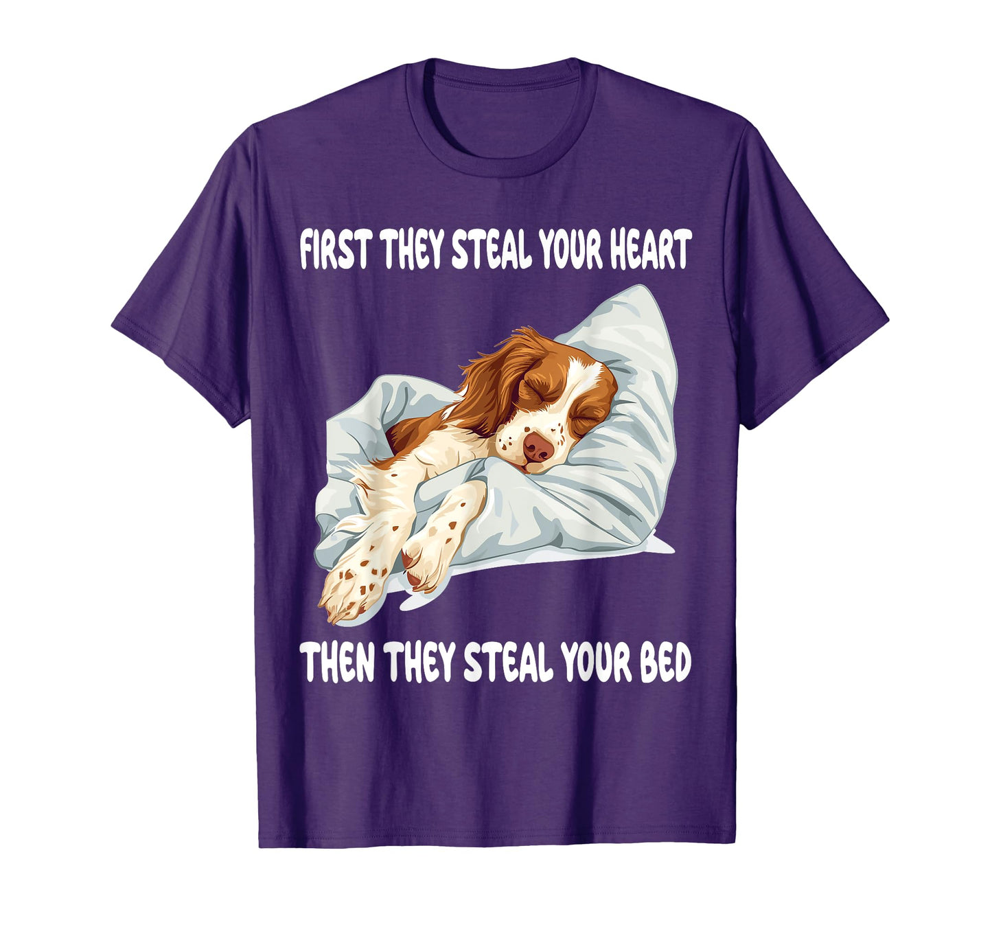 Brittany Spaniel Sleeping Pajamas Nightgown T-Shirt