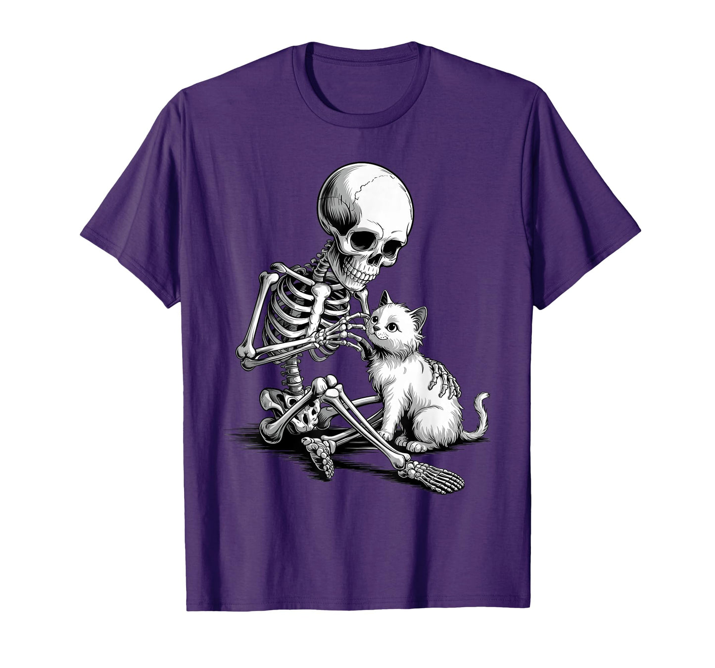 Halloween Costume Vintage Skeleton Hugging Cat Spooky Season T-Shirt