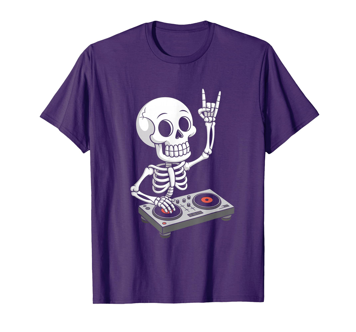 Skeleton DJ on Turntables EDM Synthesizer Rave Music Ghost T-Shirt