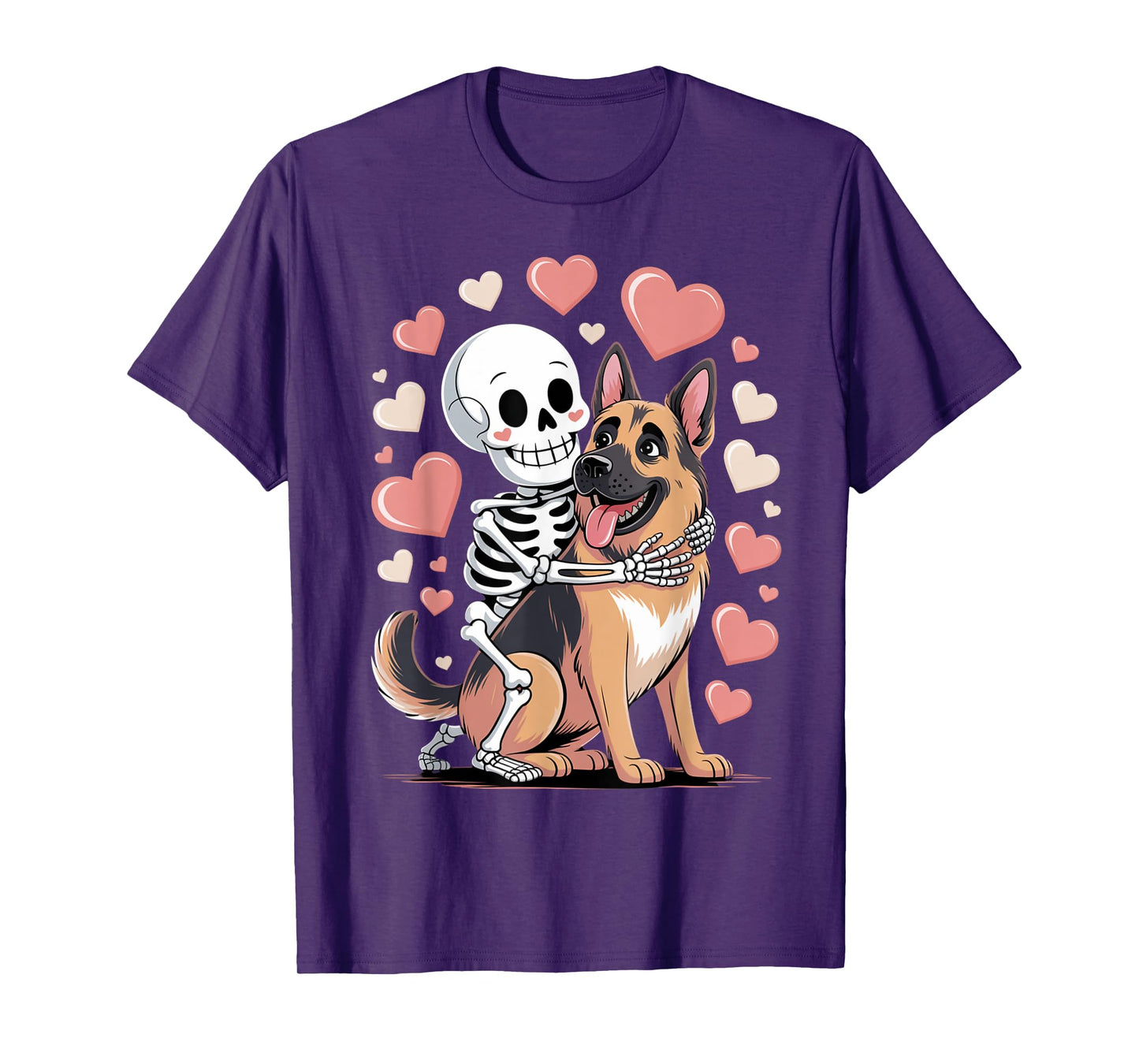 German Shepherd Skeleton Hug Cute Halloween Love T-Shirt