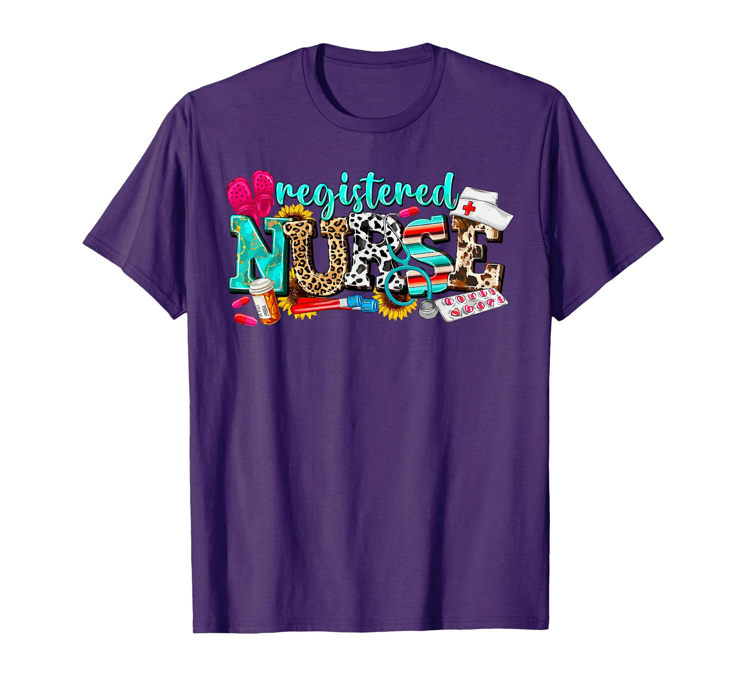 RN Nurse Leopard Print Registered Nurse Nursing School Women T-Shirt
