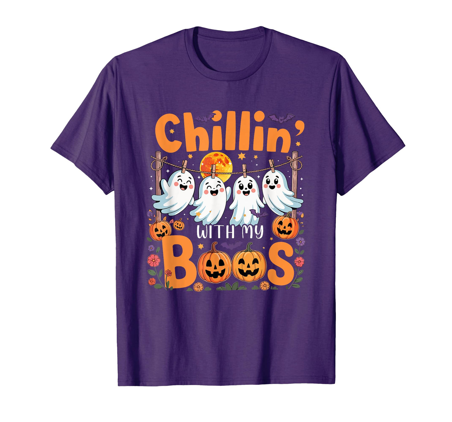Chillin' with My Boos Halloween Funny Boos Carved Pumpkins T-Shirt