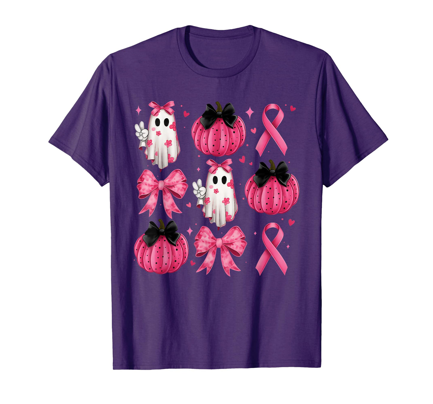 Breast Cancer Awareness Pink Pumpkin Ghost Women Men Kids T-Shirt