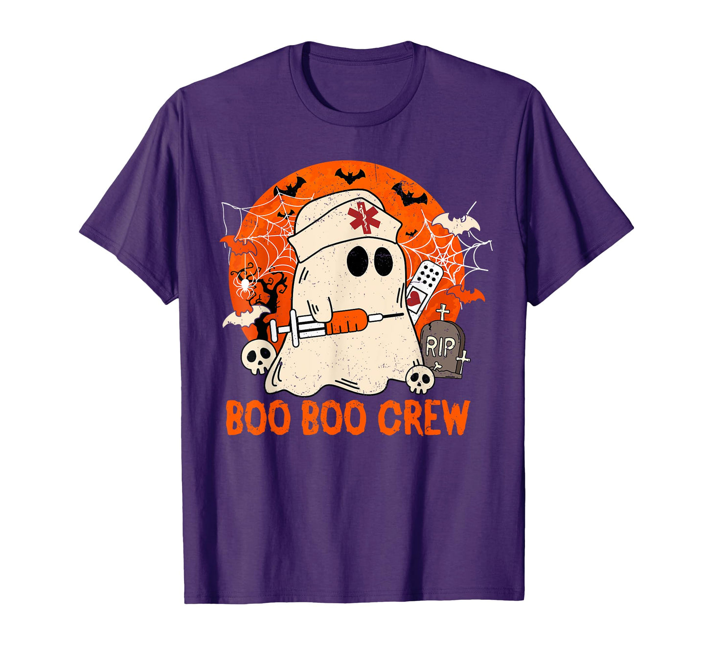 Funny Ghost Boo Boo Crew Halloween Nurse Nursing Girl Women T-Shirt