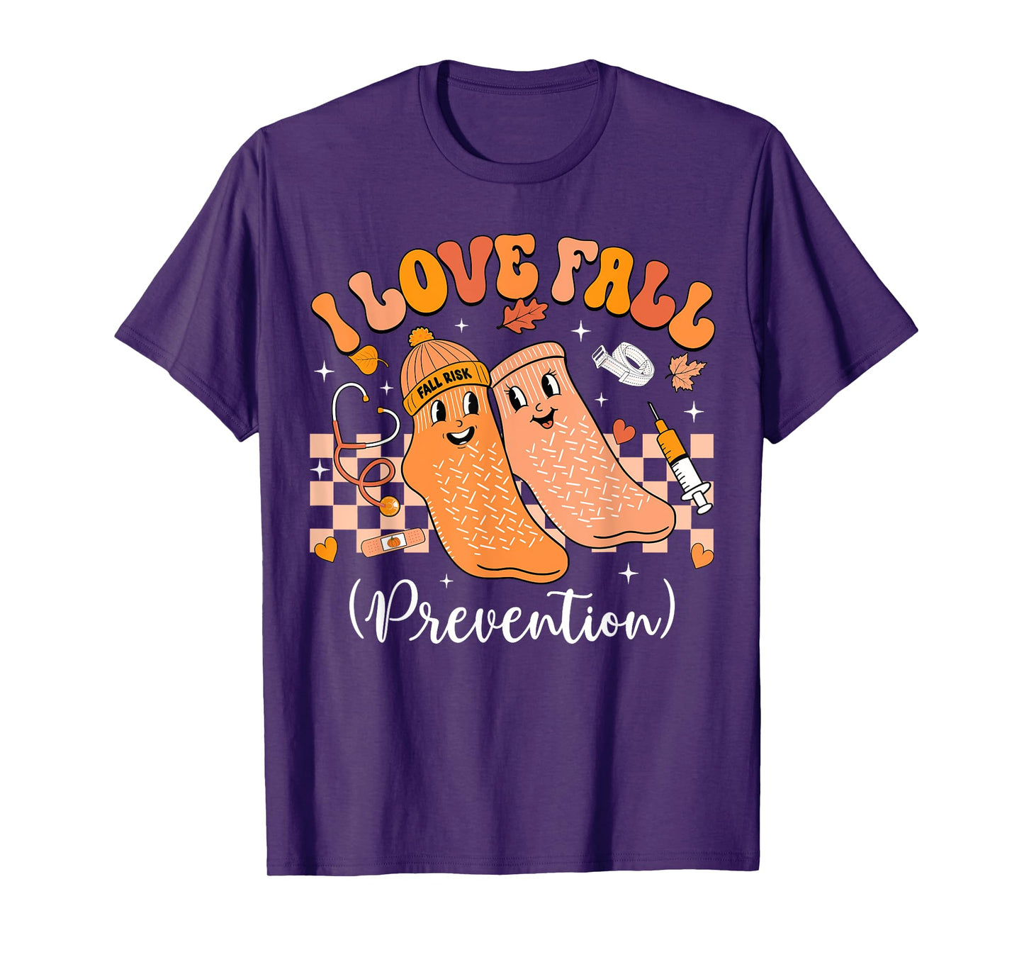 Groovy Retro I Love Fall Prevention Physical Therapy Autumn T-Shirt