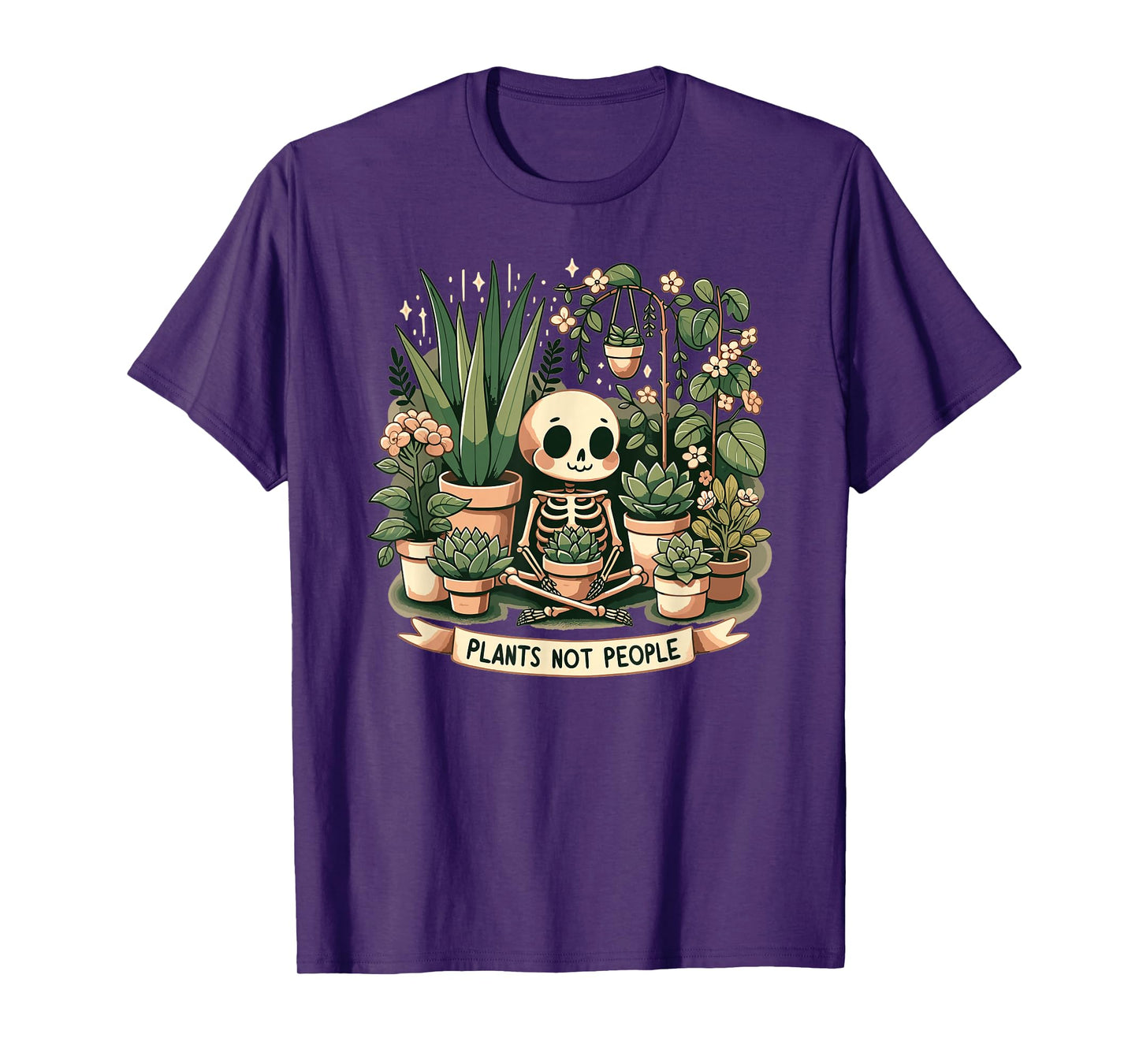 Plant Lover Skeleton Design - Plants Not People T-Shirt